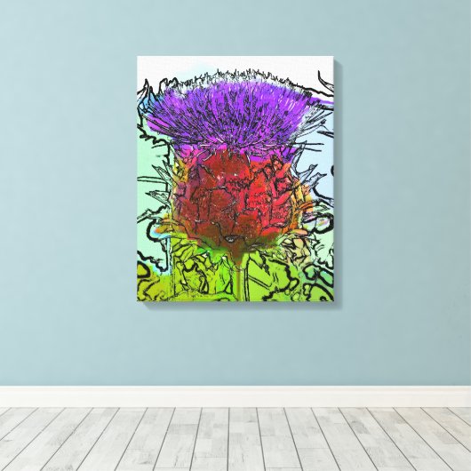 ARTICHOKE FLOWER CANVAS AFDRUK (Insitu (Houten vloer))