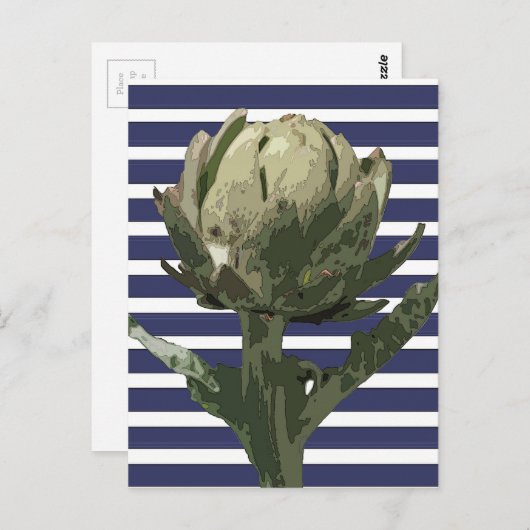 ARTICHOKE ON NAVY STRIPES BRIEFKAART (Voorkant / Achterkant)
