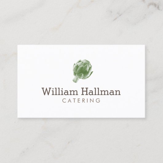 Artichoke Screen Print Catering Logo Groen/Wit Visitekaartje (Voorkant)