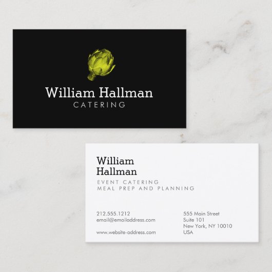 Artichoke Screen Print Catering Logo Groen/Zwart Visitekaartje (Voorkant / Achterkant)