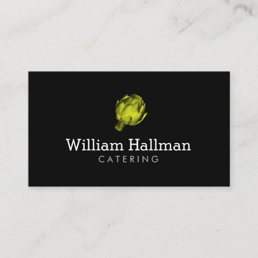 Artichoke Screen Print Catering Logo Groen/Zwart Visitekaartje (Voorkant)