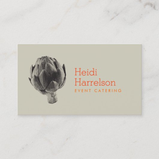 Artichoke Screen Print Catering Logo Zwart/Tan Visitekaartje (Voorkant)