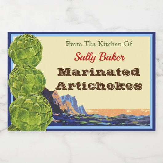 artichokes bewerkbare recept sticker (Enkel label)