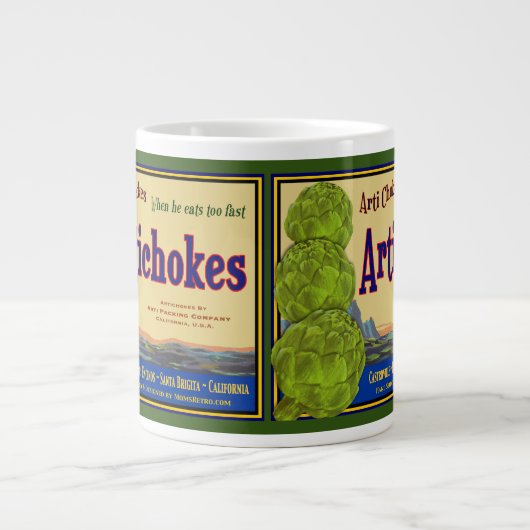 Artichokes Funny  Art Grote KoffieMok (Voorkant)