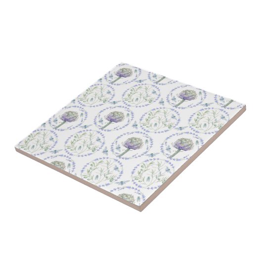 Artichokes Provence with Bee Seamless Ceramic Tile Tegeltje (Zijkant)