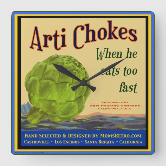 Artichokes Retro Kitchen wandklok (Voorkant)