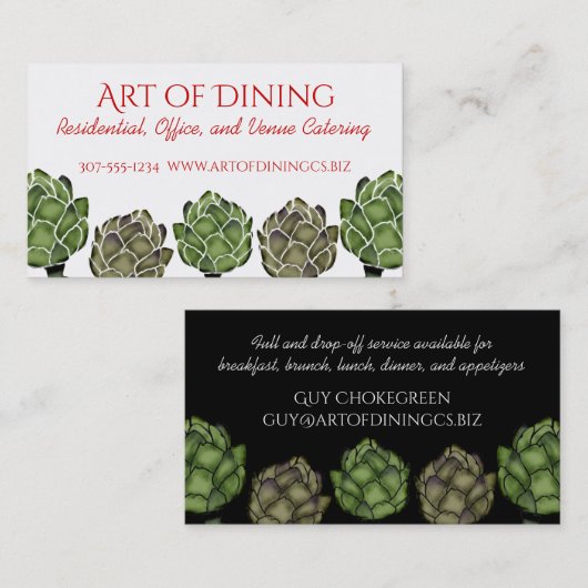 Artichokes veggie catering visitekaartje (Voorkant / Achterkant)