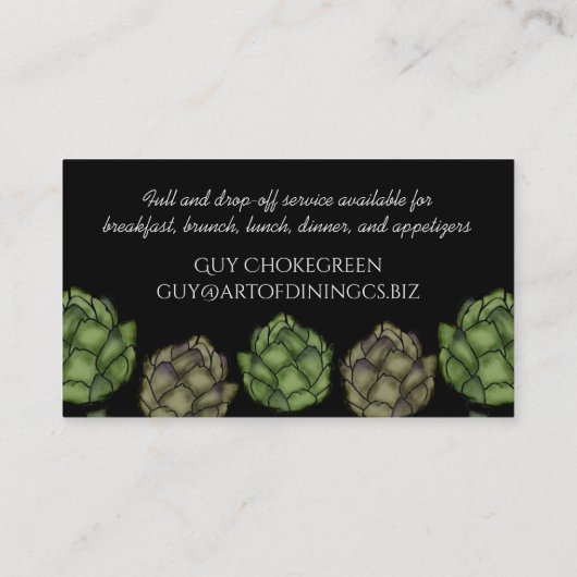 Artichokes veggie catering visitekaartje (Achterkant)
