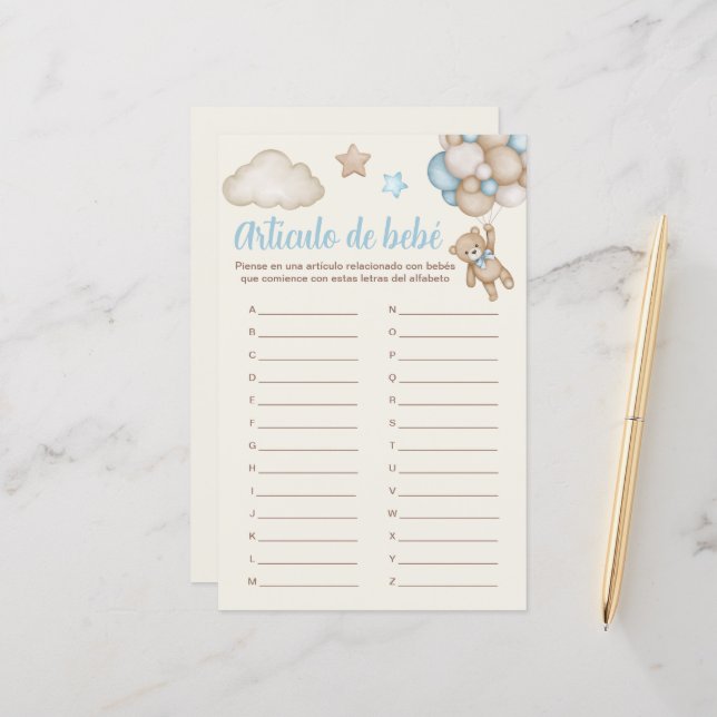 Artículo de bebé juego para Baby shower (Voorkant / Achterkant in situ)