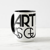 Artiest als Guide overmaatse witte en zwarte Mok (Voorkant links)