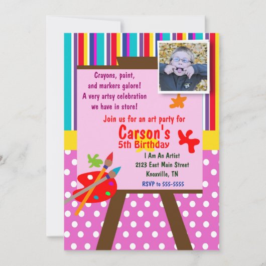 Artiest Birthday Invitation Kaart (Voorkant)