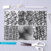 Artiest Black White Abstract Circle Line Texture Tissuepapier (Craft)