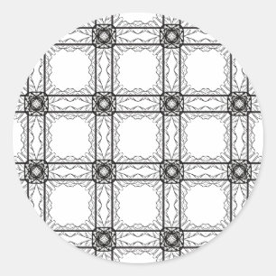 Artiest Black White Geometric Lacy Grid Pattern Ronde Sticker