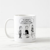 Artiest Cartoon | Grappige kunstleraar, kunstcriti Koffiemok (Links)