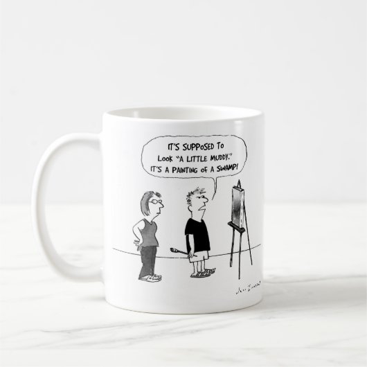 Artiest Cartoon | Grappige kunstleraar, kunstcriti Koffiemok (Links)