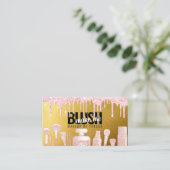 Artiest die roze druppel maakt + Antiek goud Visitekaartje (Staand voorkant)