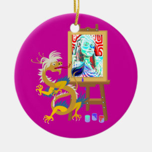artiest dragon schildert je portret op Ornament