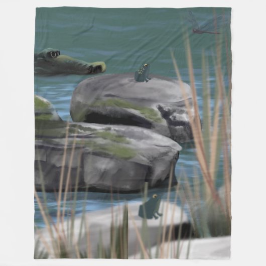 Artiest-Drawn River Scene Fleece Deken (Voorkant)