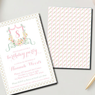 Artiest Dusty Pink Greenery Party Uitnodigingen