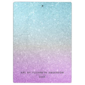 Artiest Elegant Blauw Paarse Glitter Klembord (Achterkant)