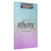 Artiest Elegant Blauw Paarse Glitter Klembord (Rechts)