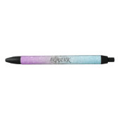 Artiest Elegant Blauw Paarse Glitter Zwarte Inkt Pen (Voorkant)
