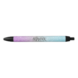 Artiest Elegant Blauw Paarse Glitter Zwarte Inkt Pen