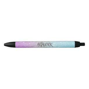 Artiest Elegant Blauw Paarse Glitter Zwarte Inkt Pen