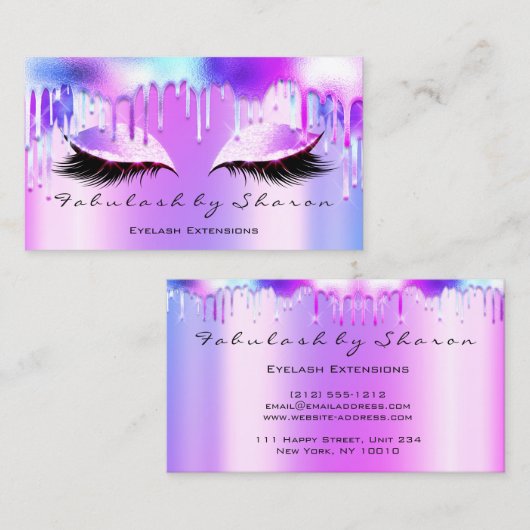 Artiest Eyelash-holograaf maakt een roze indruk Visitekaartje (Voorkant / Achterkant)