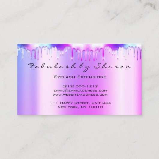 Artiest Eyelash-holograaf maakt een roze indruk Visitekaartje (Achterkant)