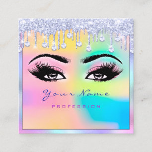 Artiest Eyelash Holograaf Roze blauwe schijven Vierkante Visitekaartje
