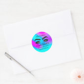 Artiest Eyelash Logo Roze Blauw Aangepast Ronde Sticker (Envelop)