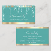 Artiest Glitter maakt Blauwgroen Aqua Nails Visitekaartje (Voorkant / Achterkant)