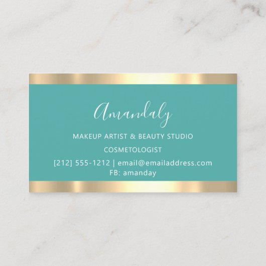 Artiest Glitter maakt Blauwgroen Aqua Nails Visitekaartje (Achterkant)