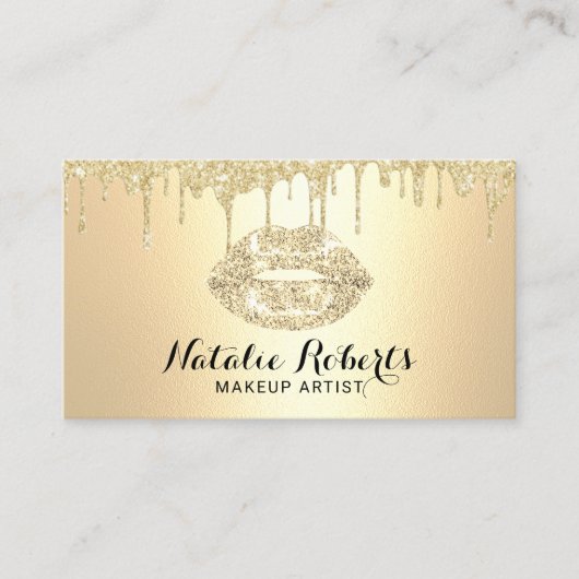 Artiest Glitter steekt een moderne gouden lips sal Visitekaartje (Voorkant)