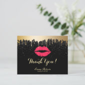 Artiest Gold druppelt op rode lips Salon Dank u Briefkaart (Staand voorkant)