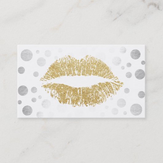 Artiest Gold Glitter Lips Moderne Silver Stippen Visitekaartje (Voorkant)