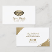 Artiest Gold Lips minimalistisch schoonheidssalon Visitekaartje (Voorkant / Achterkant)