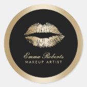Artiest Gold Lips Modern Black & Gold Salon Ronde Sticker (Voorkant)