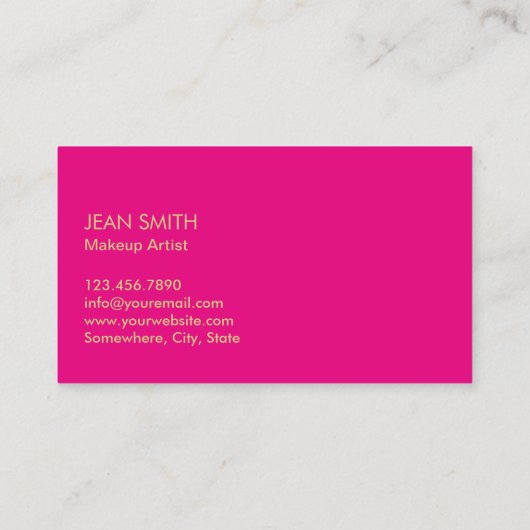 Artiest Gold Lips Modern Hot Pink Visitekaartje (Achterkant)