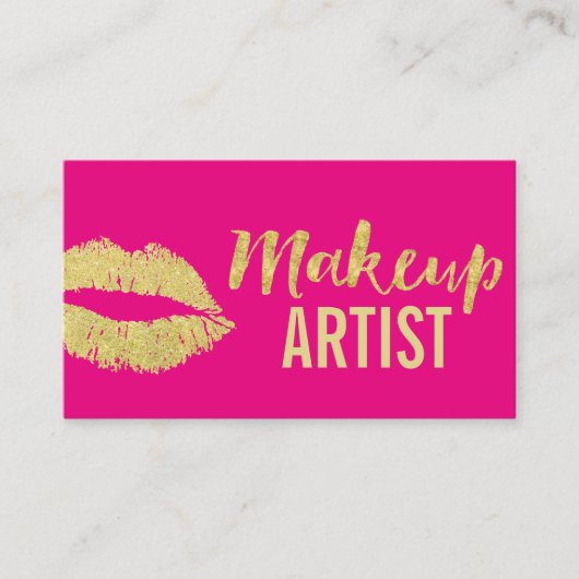 Artiest Gold Lips Modern Hot Pink Visitekaartje (Voorkant)