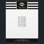 Artiest Gold Lips Moderne Stripes Salon Flyer<br><div class="desc">De artistieke gouden bollen van de moderne Stripes salon brochures.</div>