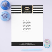 Artiest Gold Lips Moderne Stripes Salon Flyer (Enkel)