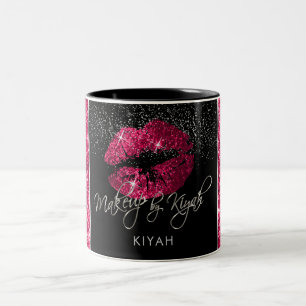 Artiest Hot Pink Glitter Lips Tweekleurige Koffiemok