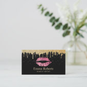 Artiest Hot Pink Lips Moderne Gold Driving Visitekaartje (Staand voorkant)