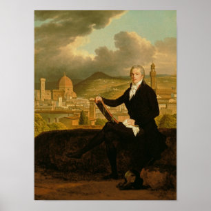Artiest in een Italiaanse stad Poster