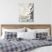 Artiest in wanhoop over de omvang van canvas afdruk (Insitu (Slaapkamer))