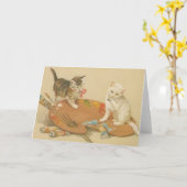 artiest Kitten Note Card Kaart (Gele Bloem)