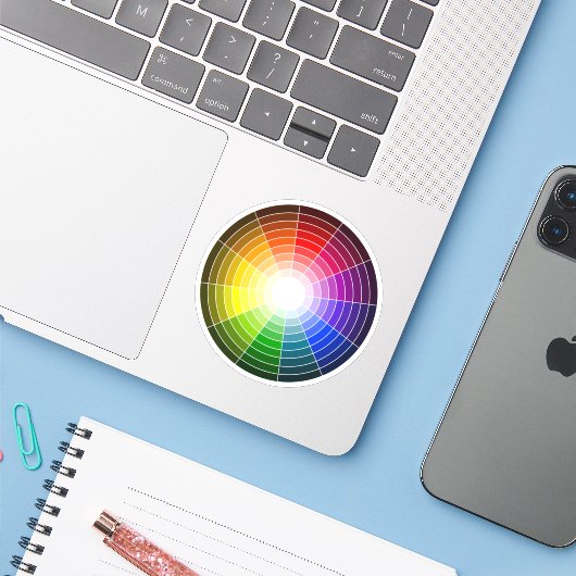 Artiest Kleurenwiel Regenboog Sticker (Laptop met iPhone)