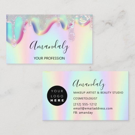 Artiest Lash Nail Logo Holografen Visitekaartje (Voorkant / Achterkant)